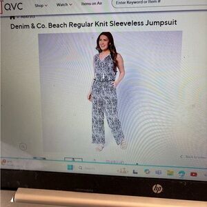 Denim&Co Patterned Sleeveless Jumpsuit.  Great for holiday getaway